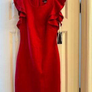 Tommy Hilfiger Red Sheath Mini Dress with Flutter Sleeves